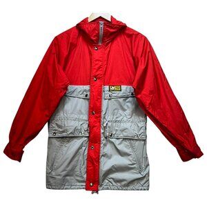 North Land Mens Gore-Tex Windbreaker Full Zip Jacket Long Sleeve Size S Red Gray